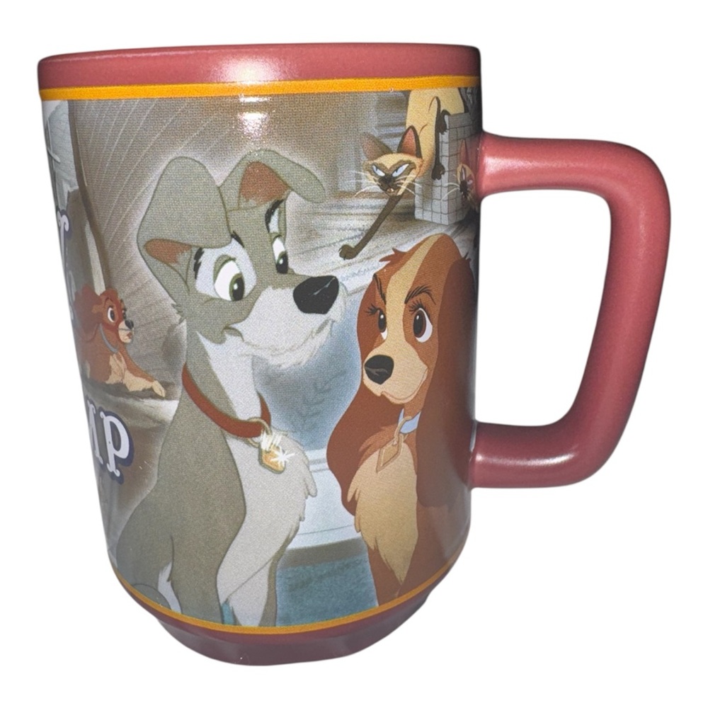 HTF Disney Store LADY AND THE TRAMP Movie Moments Large Brown Mug/cup